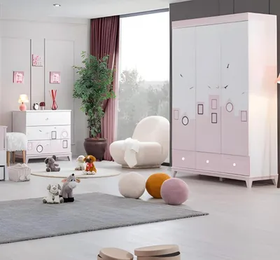 Produktbild von \Kinderzimmer Set Mehrfarbig Komplett  Kleiderschrank Kommode Helles 2tlg Neu