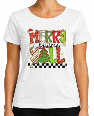 Produktbild von Merry Christmas Y'all Weihnachten Tannenbaum Glitzer Christbaum Damen T-Shirt, Weiß, XL