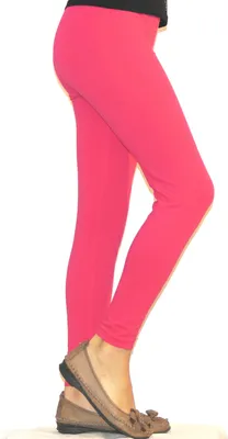 Produktbild von Kinder Mädchen Leggings lang blickdicht aus Baumwolle Hose Pink 110