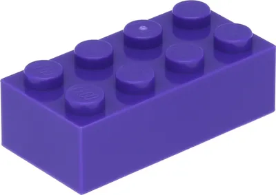 A single purple LEGO brick on a white background.