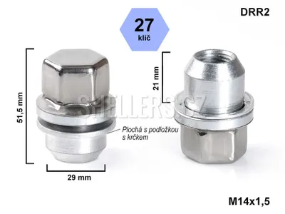 Obrázek produktu pro Kolová matice M14x1,5 zavřená originální Land Rover, klíč 27, DRR2 výška 51,5