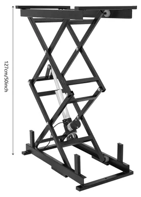 Produktbild von Elektrischer Scherenhubtisch - Hydraulischer Hubtisch - 64 kg Tragfähigkeit - 24 V Gleichstrom - Höhenverstellung 265–1270 mm - Kabellose Fernbedienung - Selbstsichernd