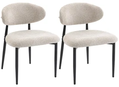 Productafbeelding van Gestoffeerde eetkamerstoelen, keukenstoelen met stalen poten, beige