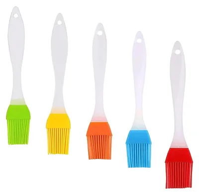 Image de Lot de 5 pinceaux à pâtisserie en silicone, pinceaux de cuisine, pinceaux à pâtisserie en silicone résistants à la chaleur, pinceaux de cuisson, pinceaux pour barbecue, parfaits pour la cuisson au four, pour badigeonner d'huile ou de sauce, ainsi que pour les grillades.