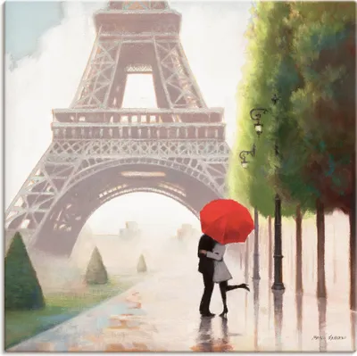 Produktbild von ARTland Leinwandbild Paris Romanze II Größe: 50x50 cm