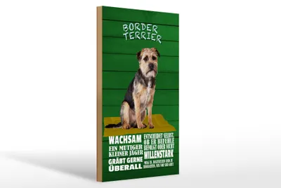 Produktbild von Holzschild Spruch 20x30cm Border Terrier Hund wachsam