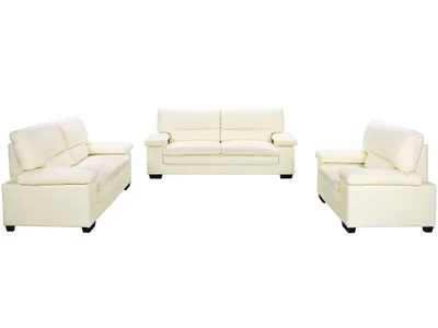 Produktbild von Couchgarnitur 3+2+1 - Büfelleder - Elfenbeinfarben - MIMAS II