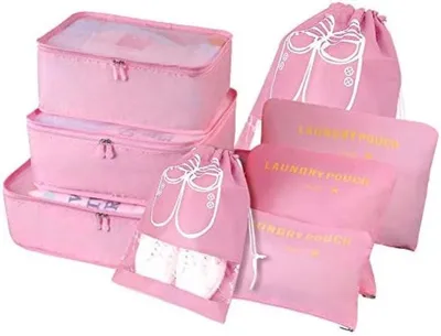 Produktbild von PromoHome® 8-in-1 Reiseorganizer Set – Wasserdichte Koffer Organizer mit Aufbewahrungstaschen, Packwürfeln und Schuhbeuteln für Kleidung