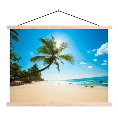 Produktbild von MuchoWow® Textilposter Strand - Meer - Sonne - Palme 40x30 cm mit holzfarbenen Rahmen - Bilder