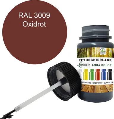 Produktbild von Reparaturlack Lackstift RAL Lack Pinselflasche 50ml. Farbe Holz Metall Möbel Auto Bad Retuschierlack - RAL 3009 Oxidrot