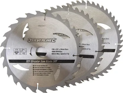 Produktbild von 3 x Hartmetall Kreissägeblätter Set 230 x 30 mm mit 24, 40 u. 48 Zähnen