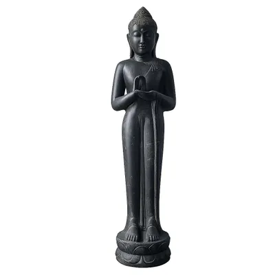 Produktbild von Schöner großer Buddha Rad der Lehre aus Steinguss perfekt für den Garten die Terrasse oder den Vorgarten ist Frostfest Witterungsbeständig und Neu 150cm H, KA-BR-BSC-150
