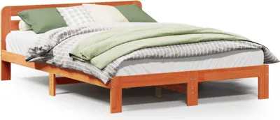 Produktbild von vidaXL Massivholzbett ohne Matratze Wachsbraun 120x200 cm Kiefernholz