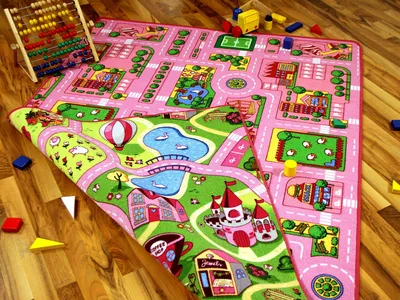 Produktbild von Straßenteppich Beidseitig mit zwei Straßenlandschaften Girls Rosa, Größe:200x300 cm