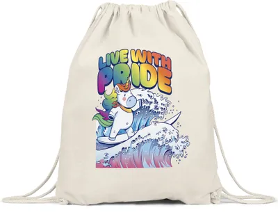 Produktbild von Live with Pride Turnbeutel LGBTQ Einhorn Stolz Regenbogen Schwul Lesbisch Liebe