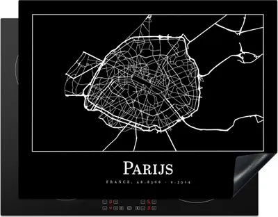 Produktbild von KitchenYeah© Herdabdeckplatte Paris - Karte - Stadtplan , 77x59cm, Küche Deko, Glaskeramikkochfeld Herdabdeckung, Abdeckplatte fùr Kochfeld