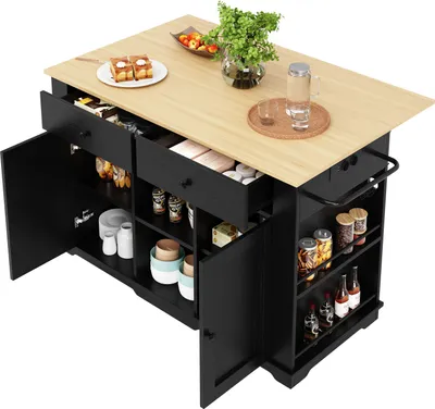 Image de Ilot de cuisine, chariot de cuisine équipé d'une multiprise, armoire de cuisine, chariot de service avec plan de travail, armoire buffet, chariot de repas avec veines de bois