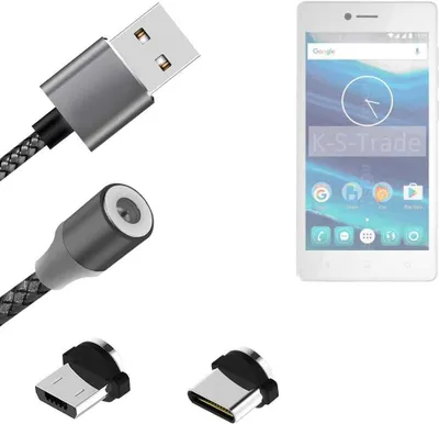 Produktbild von K-S-Trade Hochwertiges Magnet-Lade-kabel Sync-Kabel Daten-Kabel für Qilive Q7 5 mit USB-Typ-C-Anschluss und Micro-USB-Anschluss 2A bis zu 480mbps