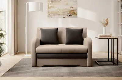 Produktbild von LIORAIA Zweisitzer-Schlafsofa – beige/dunkelbraun