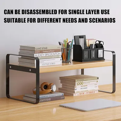 Image de Étagère en bois pour bureau, idéale pour l'organisation et l'aménagement de votre espace de travail
