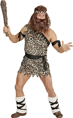 Imagen del producto de Disfraz de hombre de las cavernas, neandertal, color marrón, beige y negro - Talla L