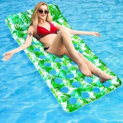 Produktbild von Famanu Schwimmsitz für Erwachsene - Aufblasbar mit Blattdesign