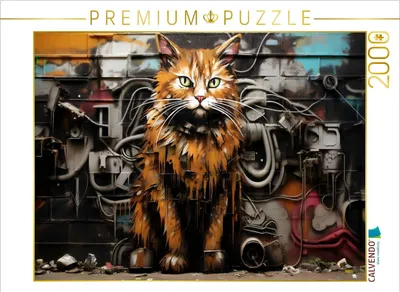 Produktbild von CALVENDO Puzzle Ein Motiv aus dem Kalender "Graffiti Katzen" | 2000 Teile Lege-Größe 90x67cm Foto-Puzzle für glückliche Stunden