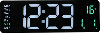 Obrázok produktu pre Veľké digitálne nástenné hodiny - DZZ-WWHWWH-001 - 40,6 cm LED - Teplota a vlhkosť - Zobrazenie v týždni - Nastaviteľný jas - 12/24 hod