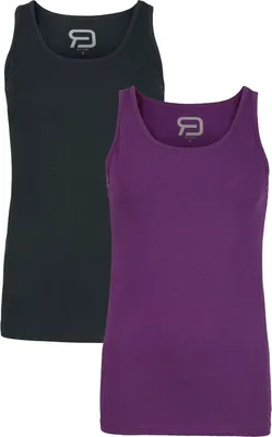Produktbild von RED by EMP Damen Doppelpack Tops in Schwarz und Lila mit Rundhalsausschnitt M