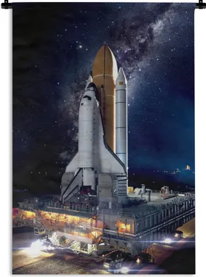 Produktbild von MuchoWow® Wandteppich Wandbehang Rakete - Weltraum - Sterne 120x180 cm Tapisserie Dekoration Wandtuch - Schlafzimmer - Dekorationen für das Haus