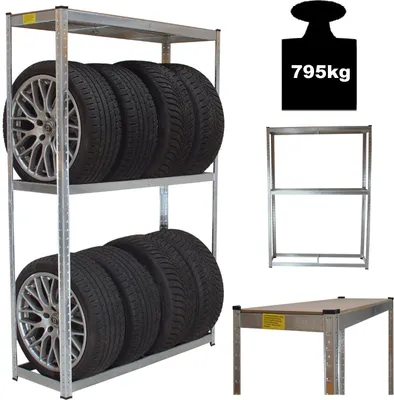 Produktbild von Reifenregal für 8 Räder 180x120x40 cm 795 kg Reifenständer Steckregal