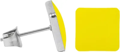 Produktbild von Chirurgenstahl Ohrstecker Emaille Quadrat Farbe - Gelb Größe - 9 mm