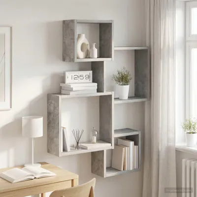 Immagine prodotto di Maison Exclusive - Scaffali cubici da parete, supporto a parete, colore grigio cemento, dimensioni 64 x 13,5 x 91,5 cm