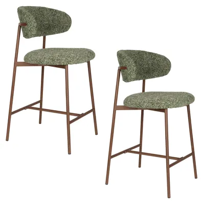 Produktbild von Housecraft Living Claes Barhocker mit Rückenlehne 65 cm Grün - 2 er Set
