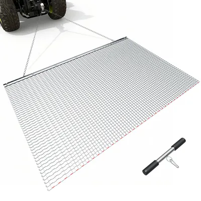 Produktbild von VEVOR Schleppegge, 201x122 cm, Wiesenegge, Wiesenschleppe, Feldegge aus Verzinktem Stahl mit Anhängekette, Anbaugerät für ATVs, UTVs & Traktoren zum Einebnen von Schotterwegen, Fahrspuren & Feldern