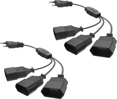 Zdjęcie produktu dla Europejskie przedłużacze, 2-częściowe, adapter 3 w 1, 25 A