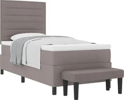 Obrázek produktu pro vidaXL Postel se skříňovou pružinou a čelem taupe 90 x 200 cm látka