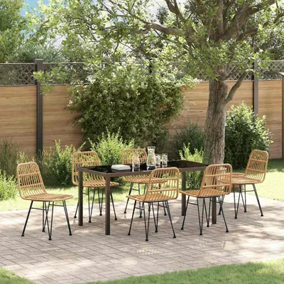 Produktbild von Maison Exclusive - Garten Essgruppe 7 pcs Braun Pulverbeschichteter Stahl