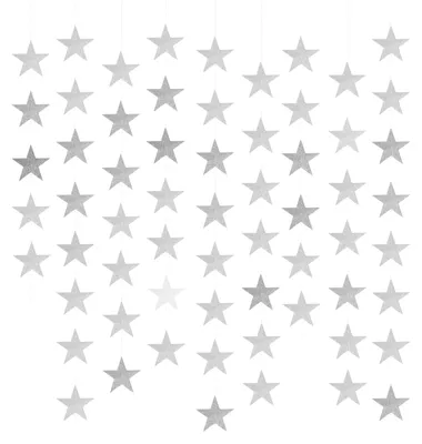 Sternengirlande 2er Set, 8 m, doppelseitig, Glitzer, 7 cm, silber