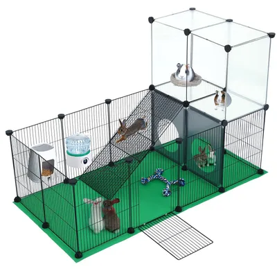 Productafbeelding van Solidchoice - Speelkooi voor Kleine Dieren, Aanpasbare Kennel voor Konijnen en Cavia's