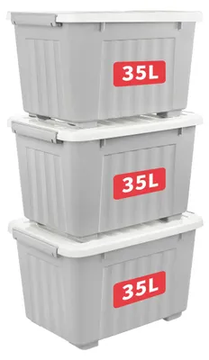 Produktbild von Cetomo 35L*3 Aufbewahrungsboxen, Rillen-verstärkte Kunststoffboxen mit Rollen &