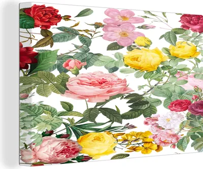 Produktbild von OneMillionCanvasses® - Leinwandbilder - 140x90 cm, Blumen - Gelb - Rosa - Weiß, Wandbilder Kunstdruck Wanddekoration