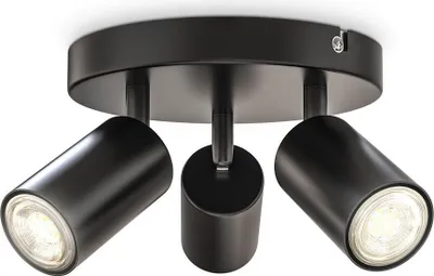 Produktbild von Deckenlampe schwenkbar, GU10 Fassung, max.9Watt, Deckenstrahler, Wohnzimmerlampe, Schlafzimmerlampe, Küchenlampe, Deckenleuchte, 9x19 cm, Schwarz