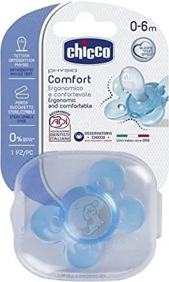 Zdjęcie produktu dla Chicco PHYSIO COMFORT smoczek silikonowy, niebieski, 0m+