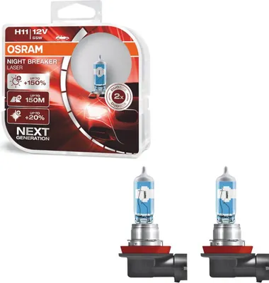 Obrázek produktu pro Osram Night Breaker Laser, 62 W, 12 V, H11, Halogen, 2 kusů