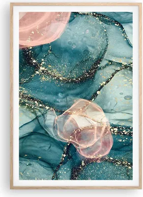 Produktbild von Gerahmtes Poster - Rahmen in heller Eiche - Flüssigkeit Gold Rosa - 70x100 cm - Wand Bild - Wanddeko - Wandbilder - Kunstposter - Wandposter - Bilderrahmen - Bilder - Kunstdruck - P2NPA70x100-4817