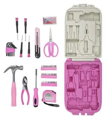 Produktbild von Werkzeugkoffer 137 teilig Pink Werkzeugset Heimwerker Werkzeug Box