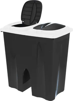 Immagine prodotto di Contenitore per rifiuti rettangolare da 50 litri, resistente e dotato di coperchio con sportello