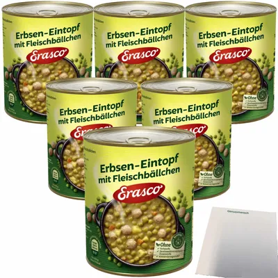 Produktbild von Erasco Eintöpfe Erbsen mit Fleischbällchen VPE (6x800g Dose) + usy Block