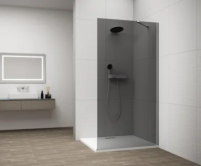Produktbild von Polysan ESCA CHROME Dusch-Glasteil, Wandmontage, graues Glas, 1200 mm
